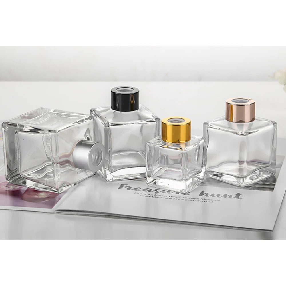 High Quality Hot Sale Different Sizes Round Square Glass Reed Diffuser Bottle 100ml With Stopper