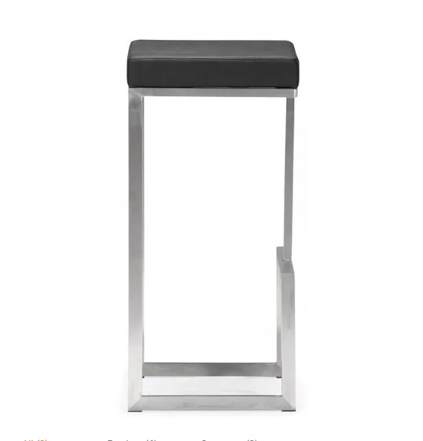 
Modern Bar Furniture Set Stainless Steel Genuine Leather Kitchen Counter Stools High Chair Bar Stool 