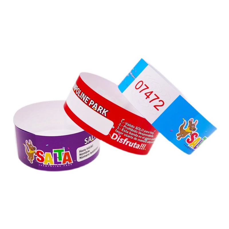 Custom logo color printing bracelets personalized dupont paper wristbands for events