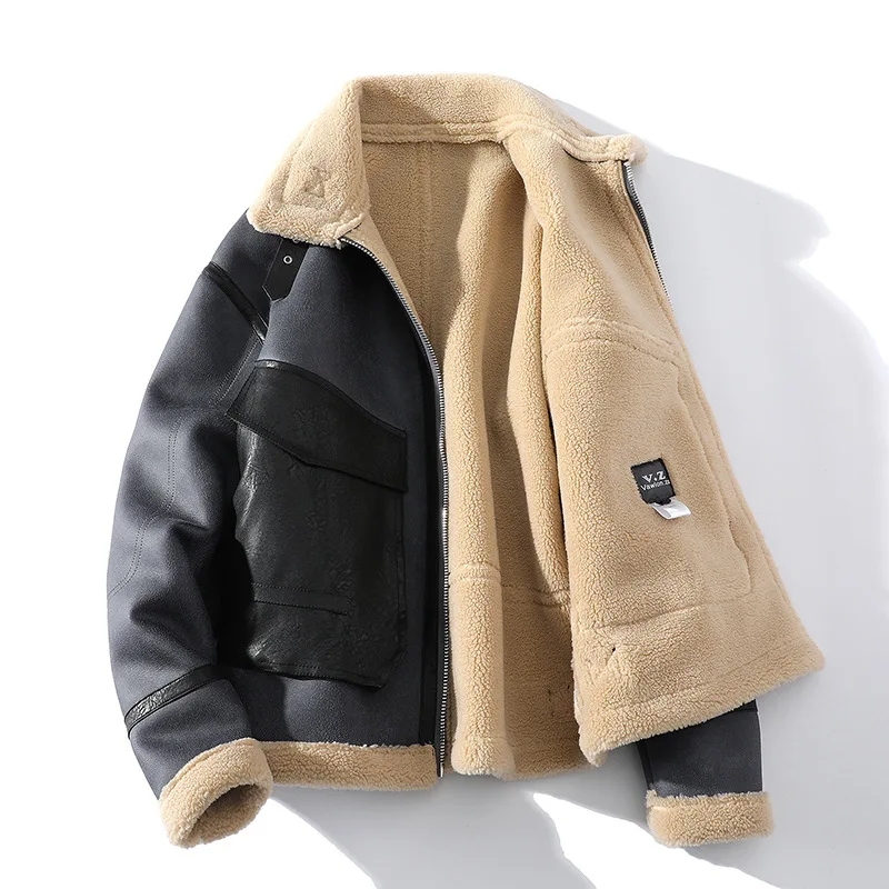 Winter Plus Size Mens Clothing chaqueta custom jacket for men with fur Thick Warm heavy weight Coat  men leather jacket with fur