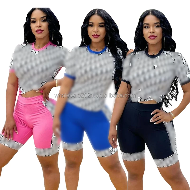 
Брюки женские повседневные из двух предметов, модные пикантные Короткие штаны с коротким рукавом и принтом, повседневные сочетающиеся цвета, Прямая поставка, на лето 