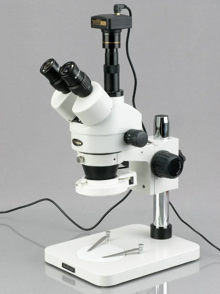 AmScope 7X-45X Dissecting Circuit 144-LED Zoom Stereo Microscope + 1.3MP Digital Camera