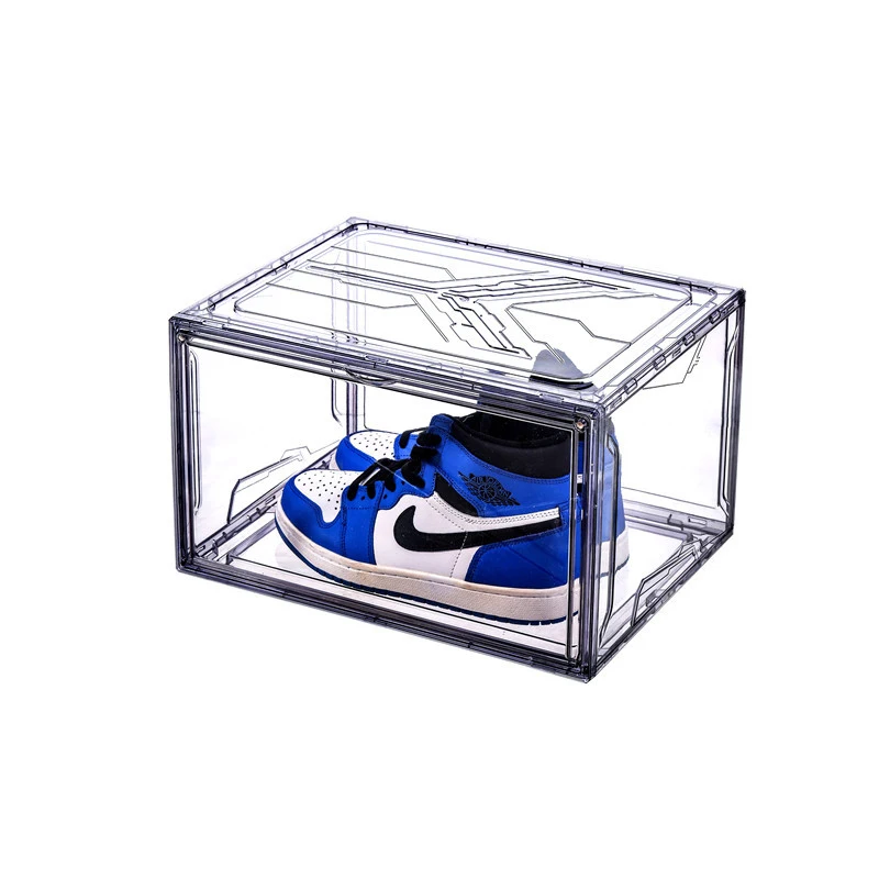 Home Plastic Magnetic Stackable Square Sneakers Organizer Transparent Clear Acrylic Shoe Container Storage Box