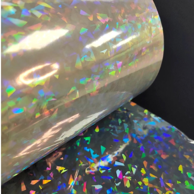 China Suppliers Laminating Packaging Broken Glass Pattern Holographic Lamination Film For Hot Laminate Film Machine