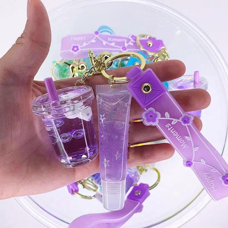 Private Label Clear Custom Kids Lipgloss Non Sticky Vegan Pink Key Chain Lip Gloss Key Chain Tubes Make Your Own Green Lipstick