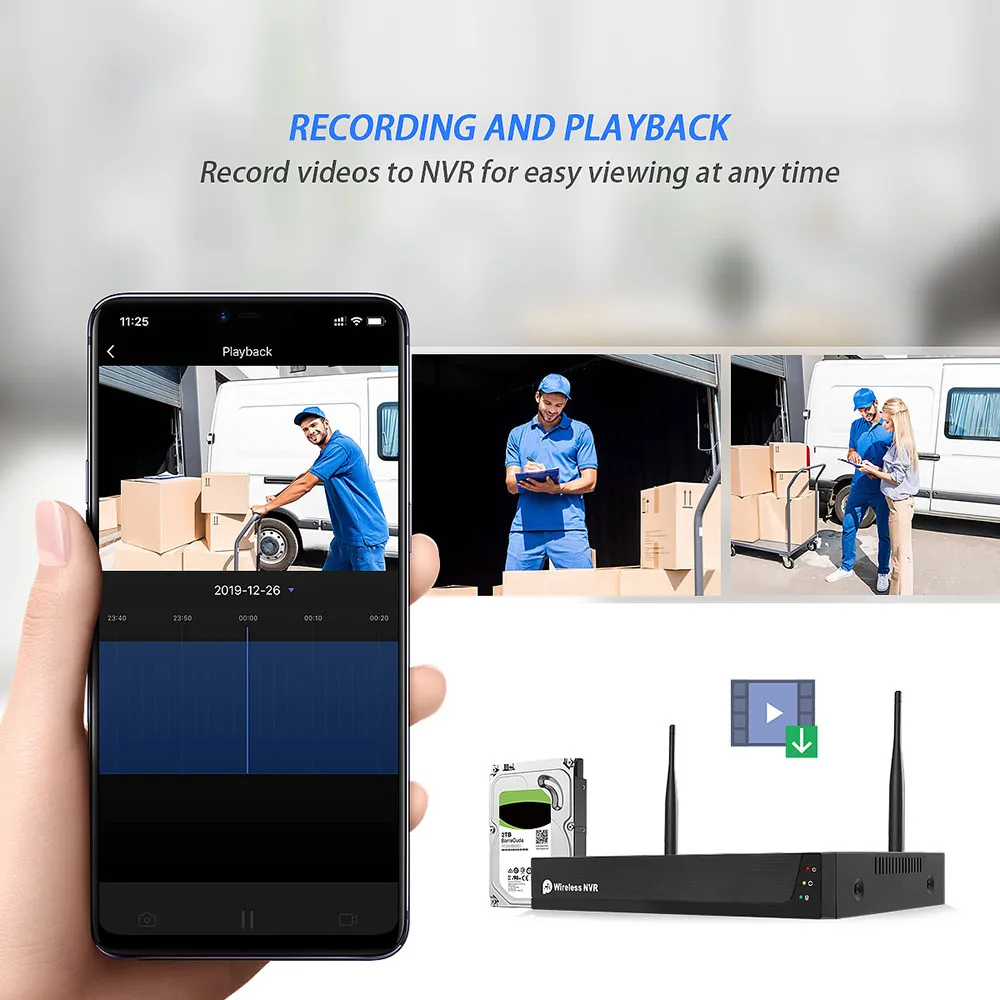 JideTech 1080p CCTV NVR KIT Home Wireless Security Surveillance Camera Wireless CCTV Kit WIFI Camera System