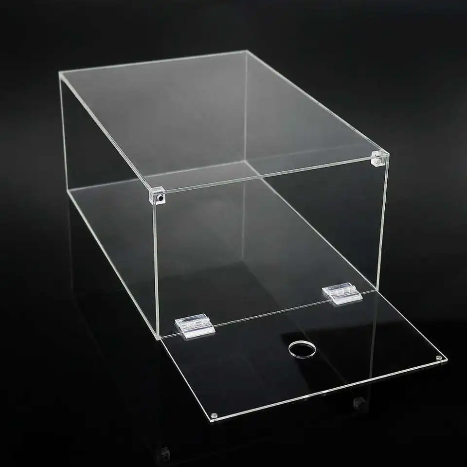 Customize Clear Acrylic Shoe Stackable Sneaker Storage Box  With Drop Font Magnetic lid