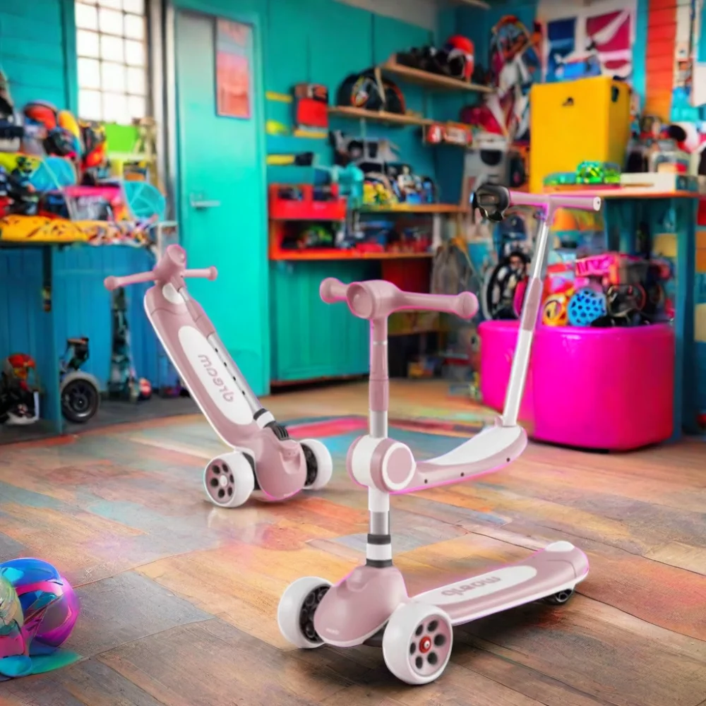 Hot selling multifunction children balance scooter three led flash wheel mini light ride bike scooter toys with music for kids