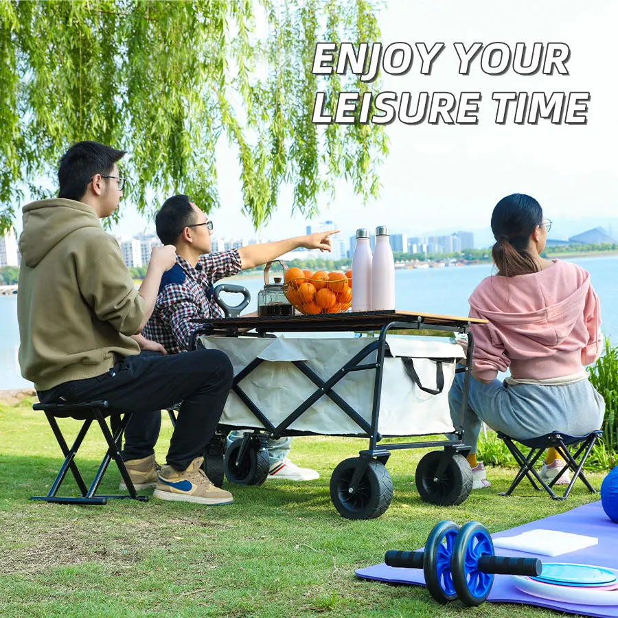 Beach Garden Pull Trolley Collapsible Folding Outdoor Portable Utility Cart Heavy Duty Large Capacity Foldable Wagon