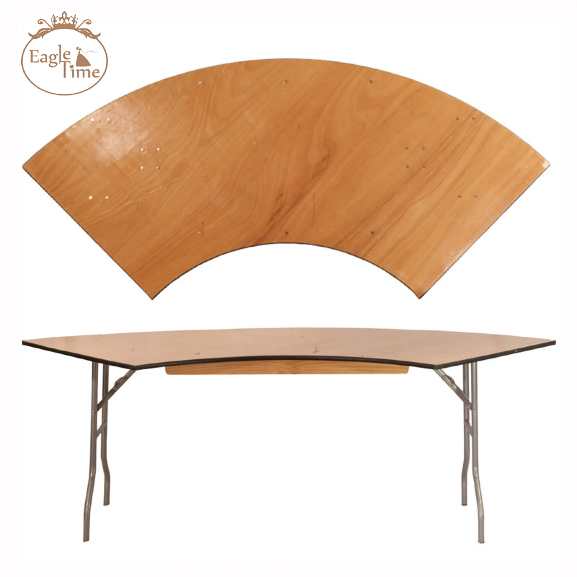 2024 Hot Selling Wood Wedding Event Wooden Table Curved Shape Solid Wood Tables for Events