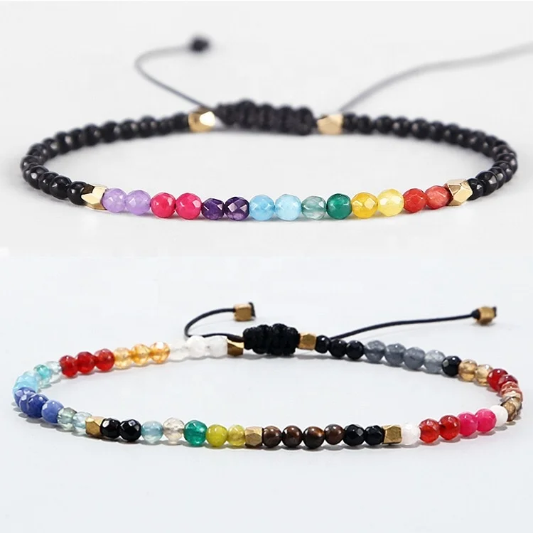 
DIY handmade 3mm crystal healing stone 7 chakra bracelets for energy health jewelry 
