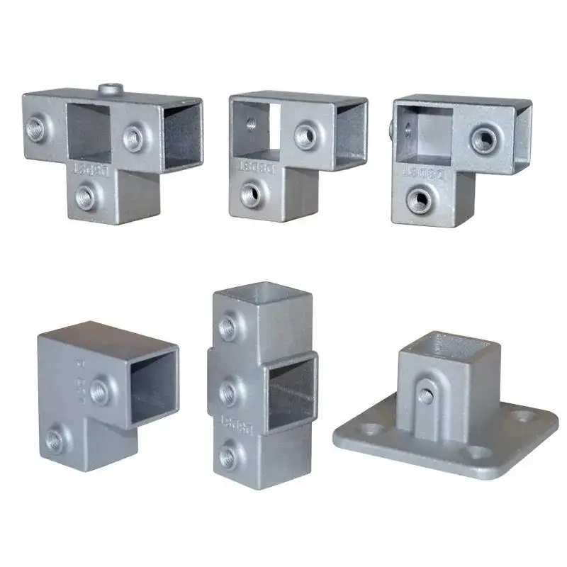 Galvanized 25*25 Pipe Clamp Square Tube Frame Handrail T-Tee Cast Key Fittings