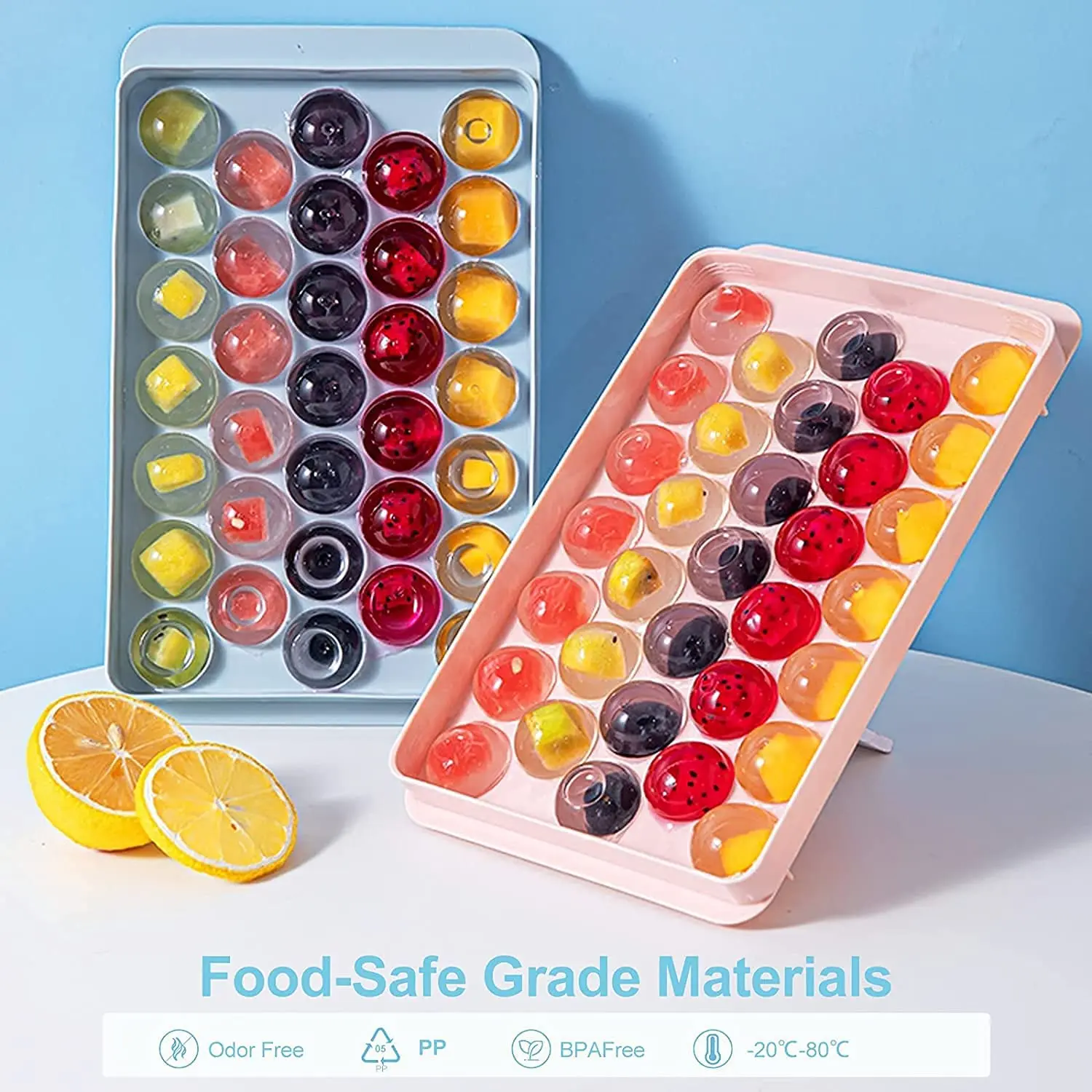 Hot Sale RoundIce Cube Tray With Lid And Storage Bin Silicone Ice Cube Tray Set Mini Round Ice Cube Tray