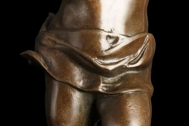 ArtsHom DS-281 Bronze Handmade Happy Boy Dance Sculpture Kids Statue Bronze Green Vintage Western Art Figurine for Home deco