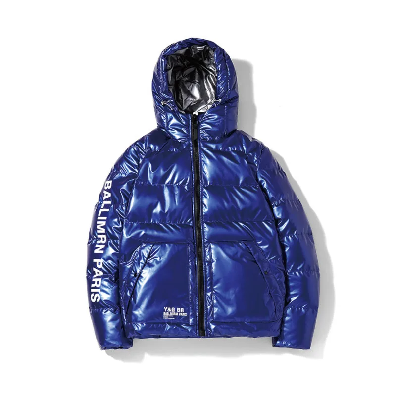 Модная дизайнерская зимняя мужская куртка-пуховик с индивидуальным логотипом, уличная блестящая пузырьковая куртка