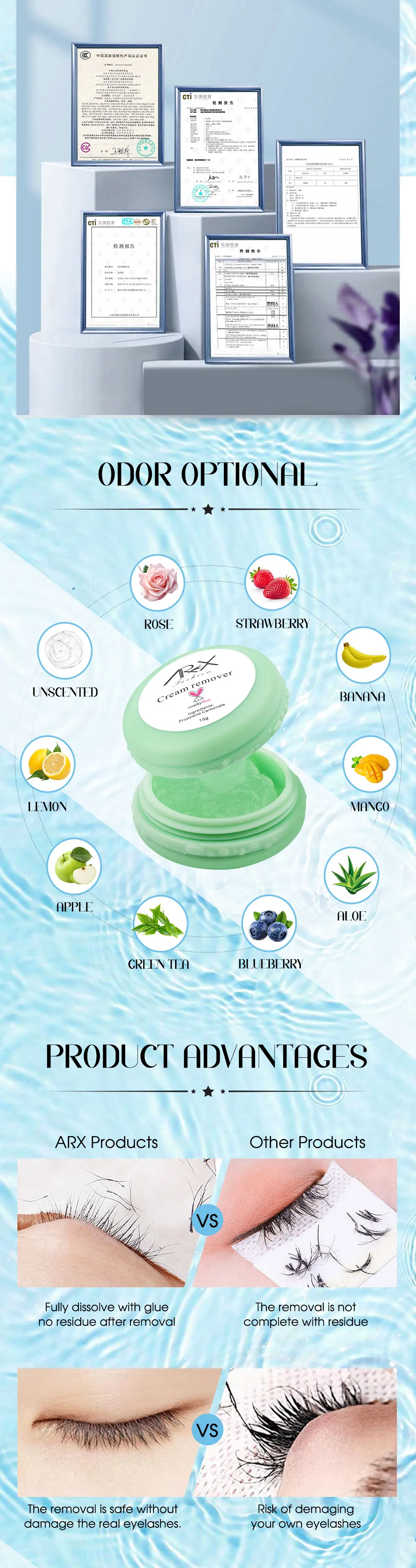 Private Label Eyelash Cream Remover For Eyelashes Adhesive Glue Latex Free Remover