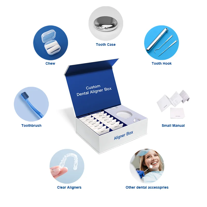 Dental Lab Magnetic Invisible Clear Teeth Aligner Packaging Box Orthodontic Paper Boxes Aligners