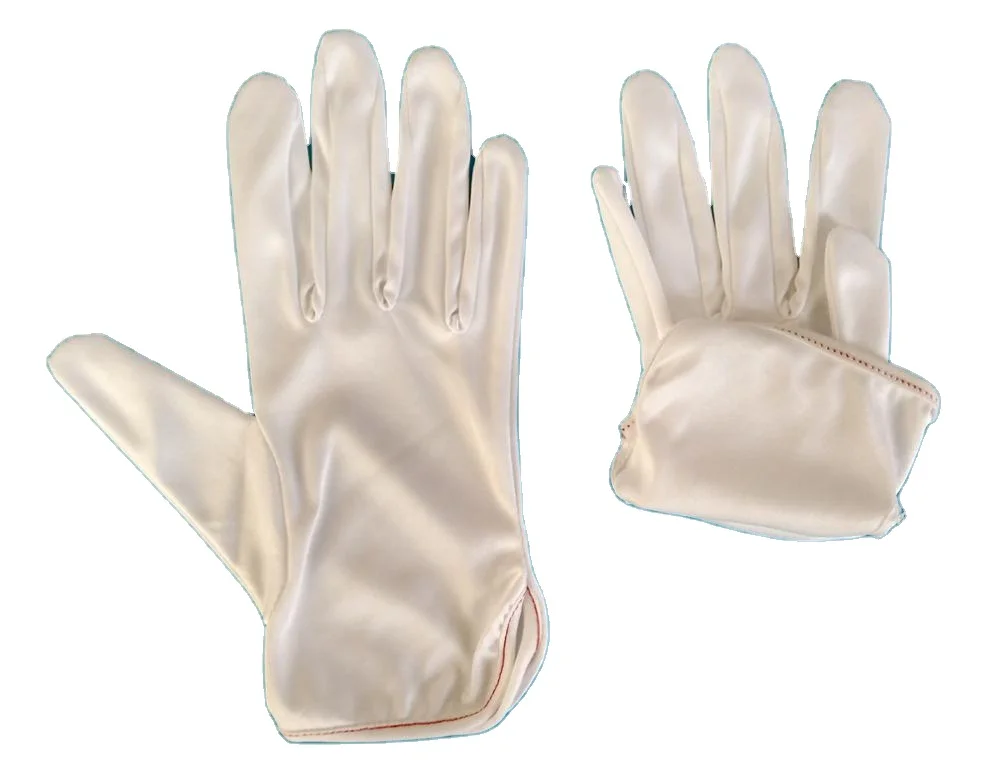 best selling dust proof bleached white microfiber satin gloves for sale