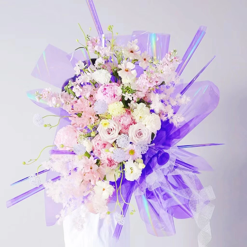 50x50 см точечная Водонепроницаемая рефракционная Цветочная бумага целлофан оберточная для конфет оптом