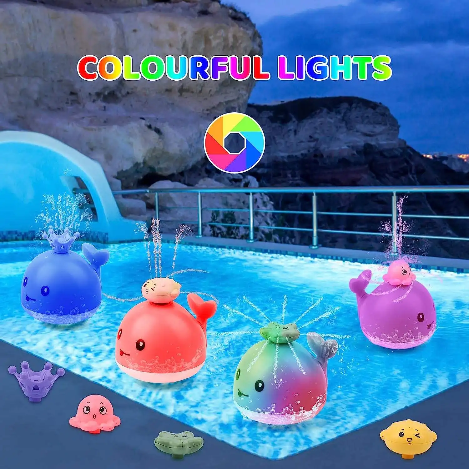 Hot Sale Bathtub Shower Toys plastic electric Colourful Led Lights Spray Water Animal Bath Toy for Kids