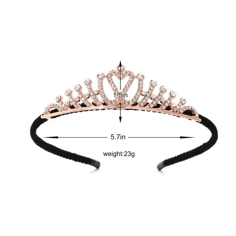 Hot selling party tiara for birthday girls glitter princess headband crown hair hoop