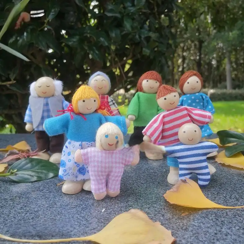 2024 New Type Wooden Family Puppet Puzzle Toy Adjustable Joint Doll for Roleplay Educational Toys