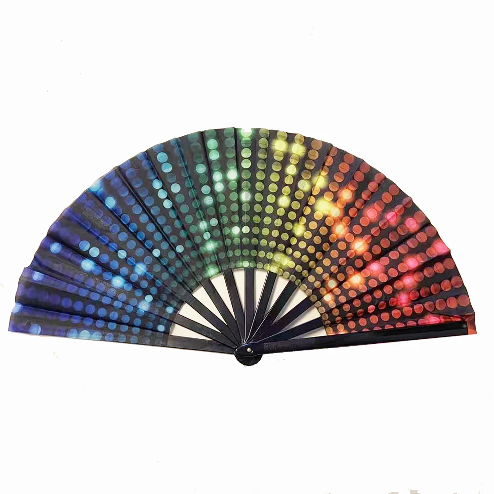 Big Clack Large 33Cm Custom Logo Printing Polyester Satin Bamboo Fan Rainbow Gay Pride Fan