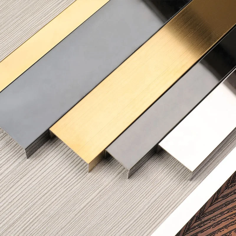 U Shape Profile Mirror Polished Gold Stainless Steel Tile Trim For Office Decoration