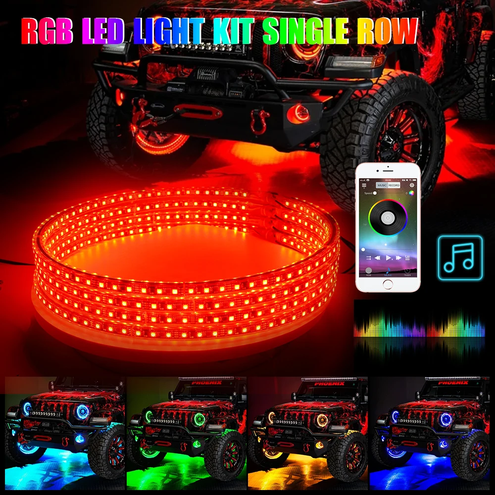Double side 14 inch car wheel light RGB blue  tooth control & remote wireless 121 modes wheel indicator light car for trucks
