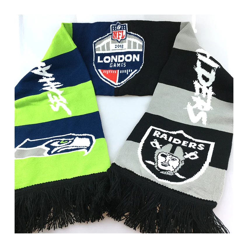 Логотип по заводской цене 100% акриловый вязаный зимний жаккардовый шарф для взрослых футбольного клуба на