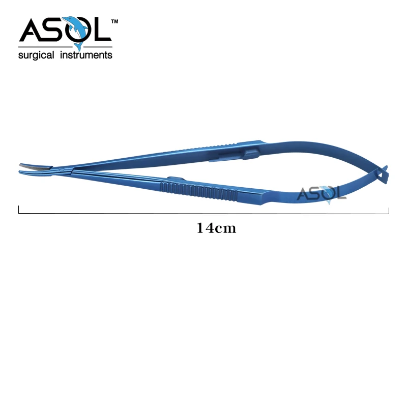 Surgery instruments 11mm curved jaws castroviejo needle holder with lock standard blunt tips