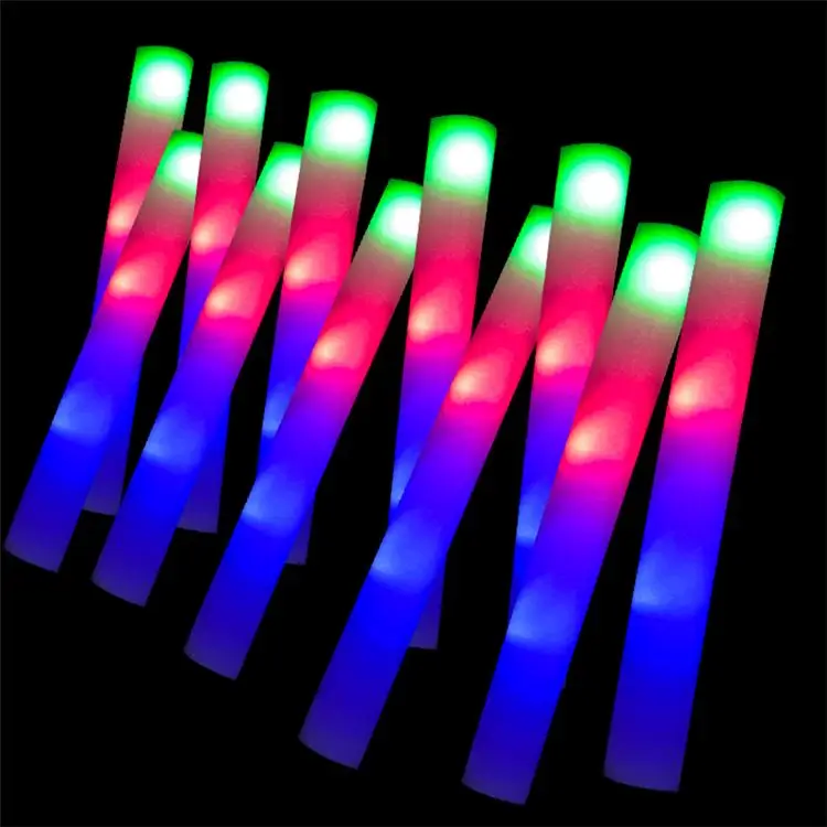Wholesale Hot Flashing Party Event Decoration Custom Logo Print RGB Light Up Cheer Glow Led Foam Stick For Wedding