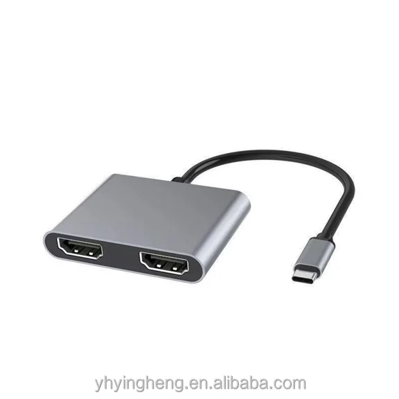 Высококачественная многопортовая док-станция 4 в 1 с разъемом Type-C с двойным 4K HDMI, USB-3,0 и 100 Вт PD-адаптером для быстрой зарядки