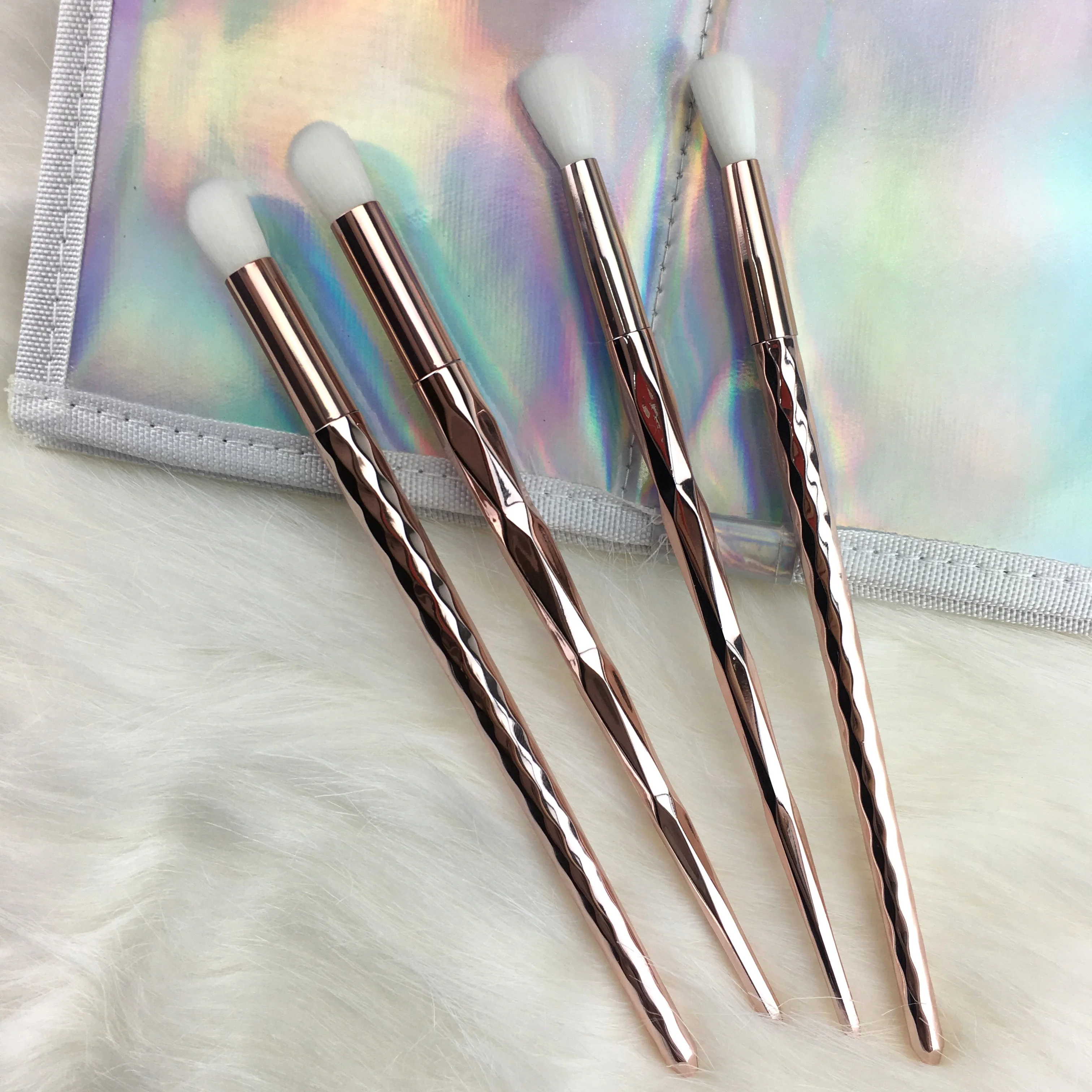 Маленькие конические Тени для век, основы, частная марка, односторонние розовые тени для век, пушистая кисть для растушевки