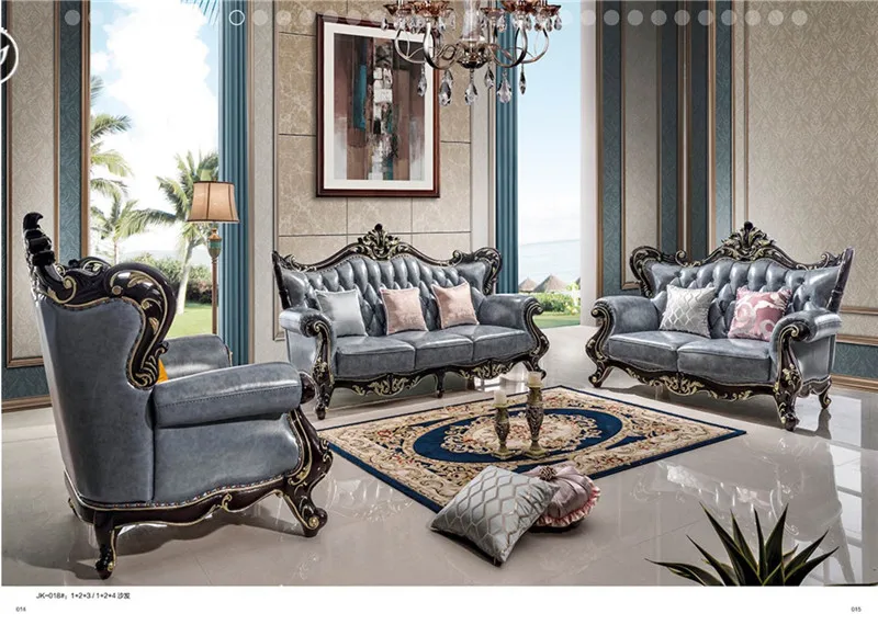 Классический набор диванов Chesterfield, деревянная резьба, кожаная мебель для гостиной, античный диван