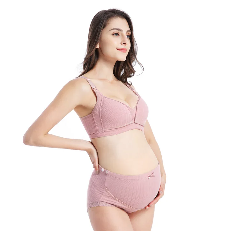 Pregnant women sexy lace underwear maternity bra and briefs set soft cotton nursing bra sets
