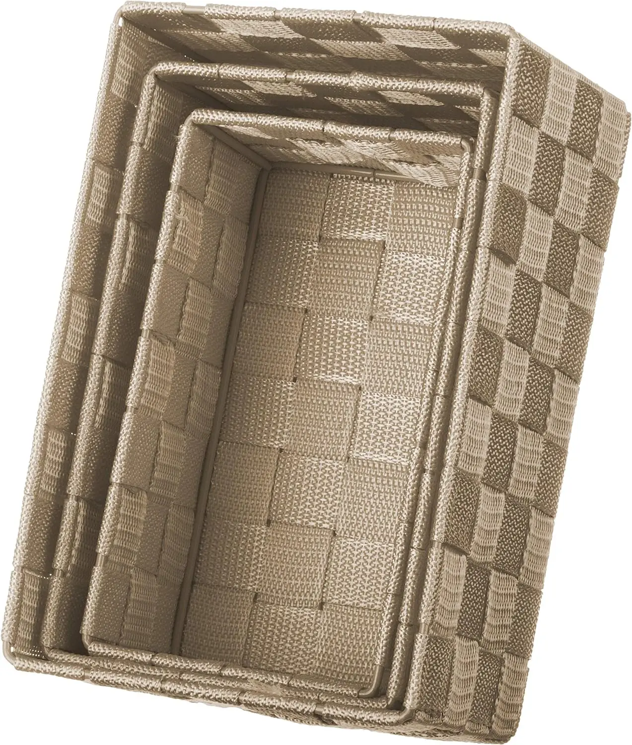 Ribbon Woven Strap Storage Organiser Basket Bathroom Set of 3 decorative storage boxes