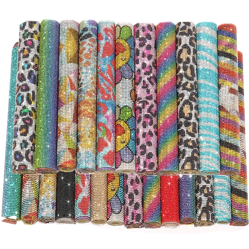 24*40 cm  rainbow Bling Self Adhesive and Hot fix Rhinestone Sheet rhinestone sticker