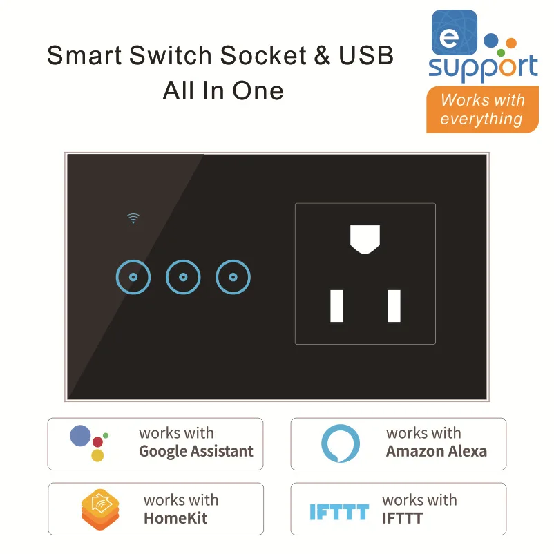 Weiwo Wifi Max.current Modern Light Switches New Invention 1gang &universal Socket&usb Screen Smart Switch 220V Max.voltage