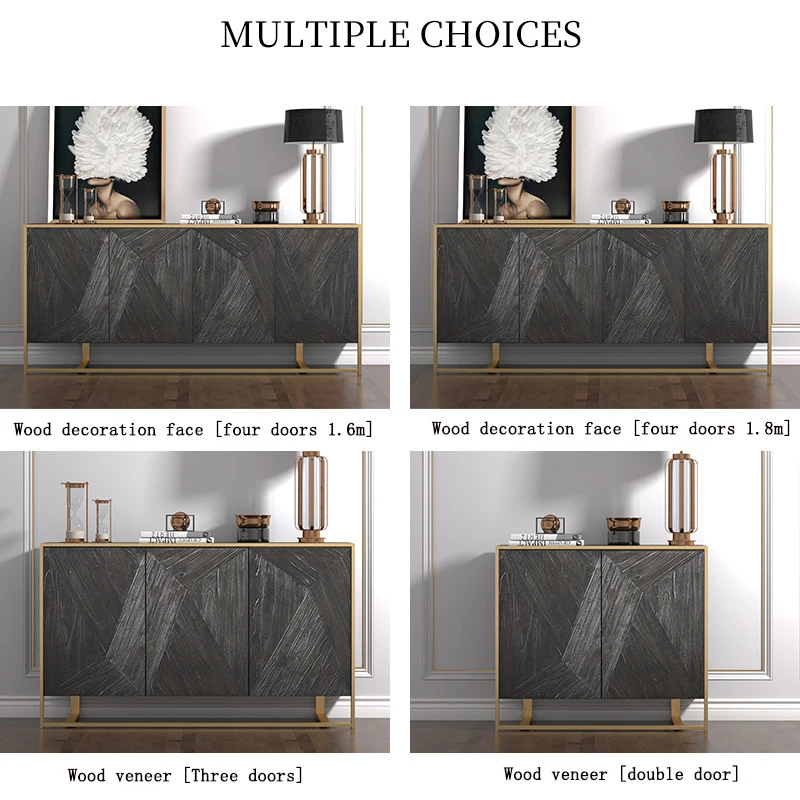 Luxurious Modern Large Family Storage Black Sideboard Cabinet MDF