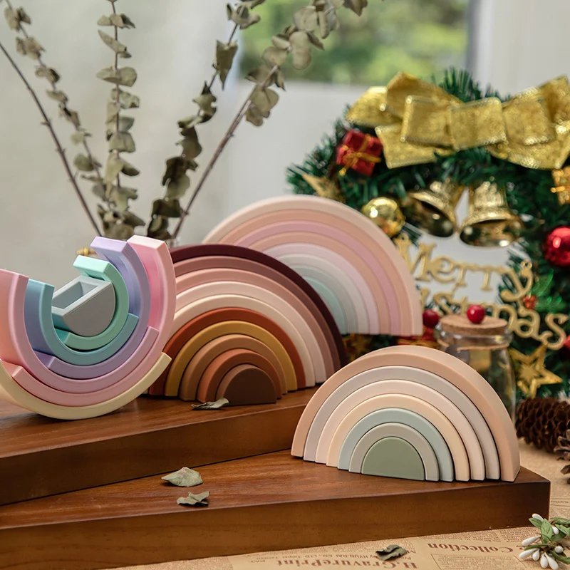 2024, Лидер продаж, новый товар, радужные строительные блоки, Другие Развивающие игрушки для детей, Прорезыватель для зубов, силиконовая игрушка