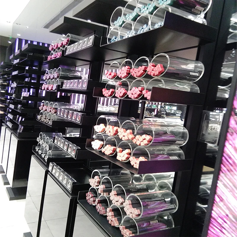 Customized design of high-end display cabinets in the beauty and care product experience area of chain stores