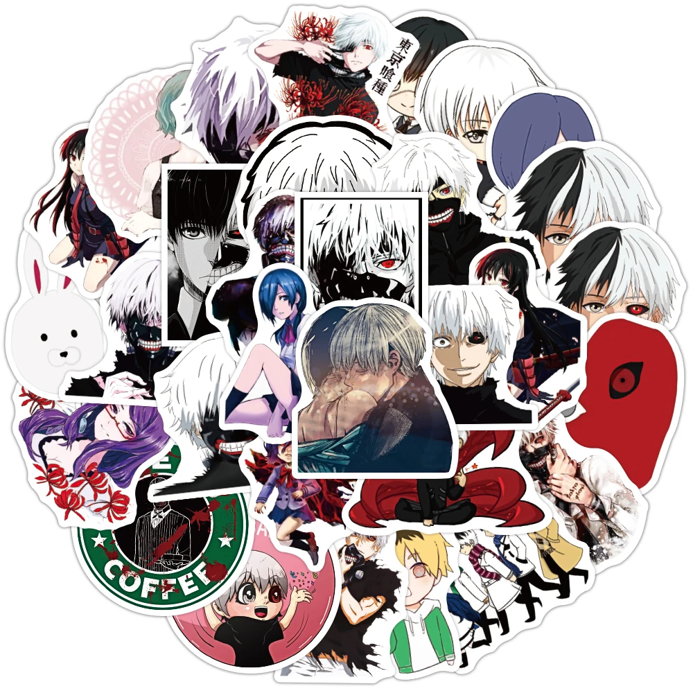 50 pieces/bag of cartoon animation vinylTokyo Ghoul sticker Trunk skateboard water bottle custom LOGO waterproof sticker