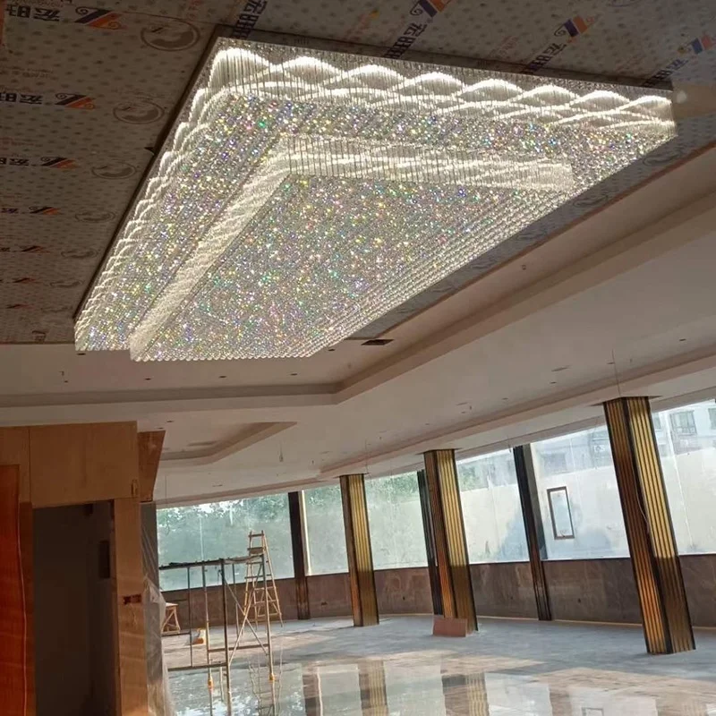 gold modern luxury crystal hotel large foyer chandelier