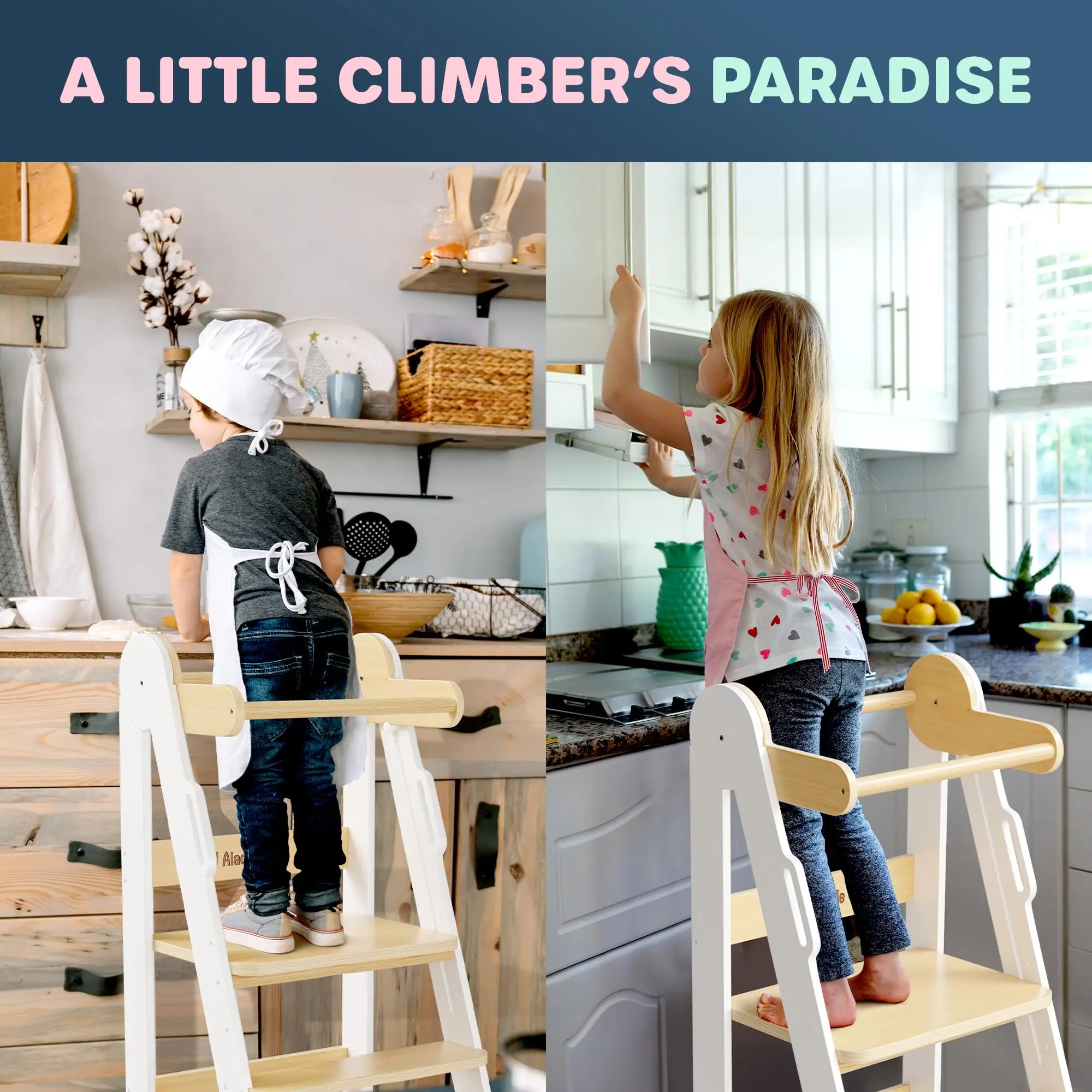 Hot selling Toddler Kitchen Stool Helper Toddler Chair Tower with 3 Height Adjustable Step Stool Kids Learning Tower