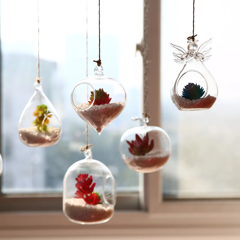 Different shapes Hanging Plants Glass Terrarium Container Air Plant Holder Succulents Globe Shape Home Garden Décor