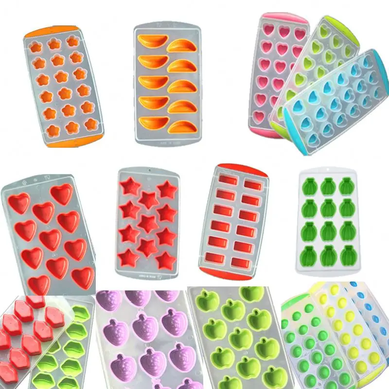 1pc Random Color Reusable Ice Molds Silicone Ice Cube Tray Freeze Mould Mold Maker Fruit Model Mold