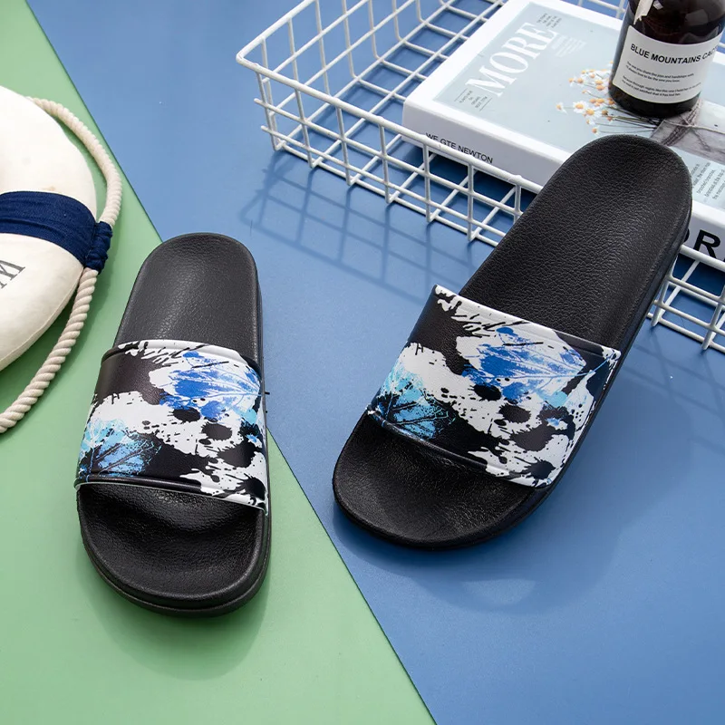 Hot summer couples Korean version of net celebrity ins home bath fashion all-match inkjet slippers