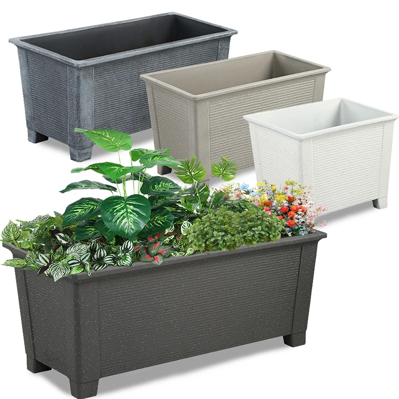 Большой прямоугольный пластиковый цветочный горшок с ножками под заказ