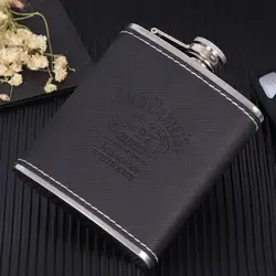 7oz Reusable Stainless Steel jagermeister Leather Liquor Whisky  Hip Flask